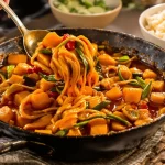 Ik maak deze pittige bimi-stoof met zoete aardappel mee met MAX: kruidig, stevig en doordeweeks